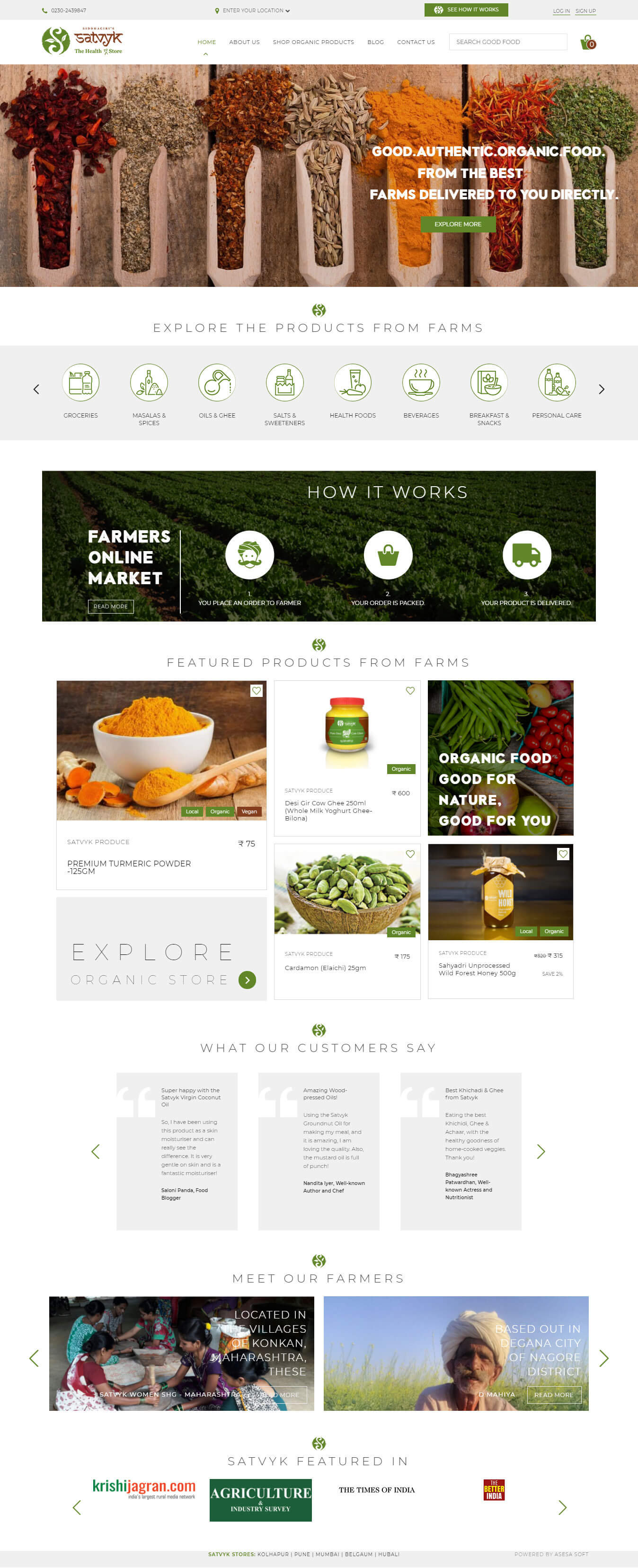 SATVYK eCommerce Website full view